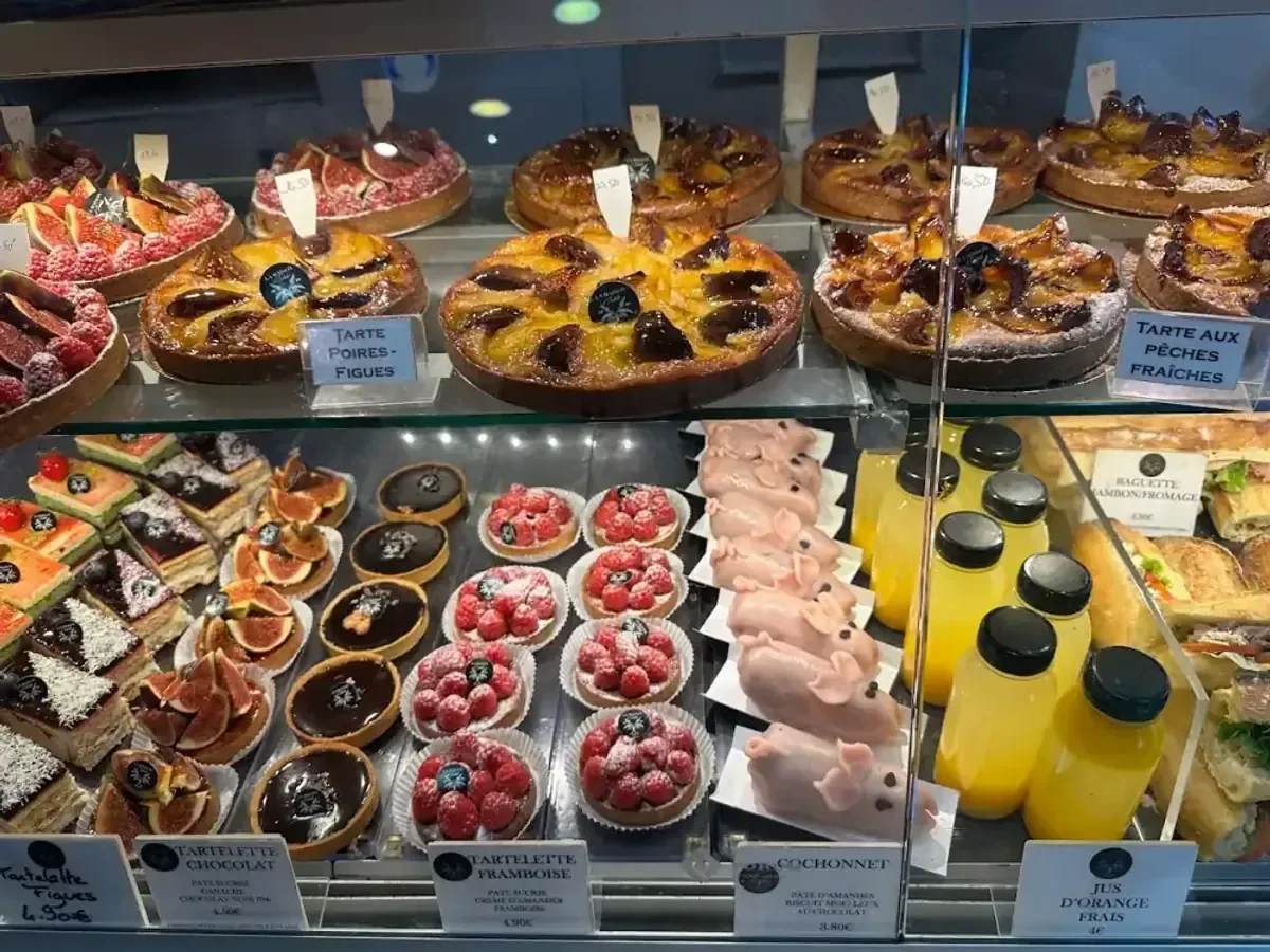 Pastries in a Paris bakery window Pastries in a Paris bakery window