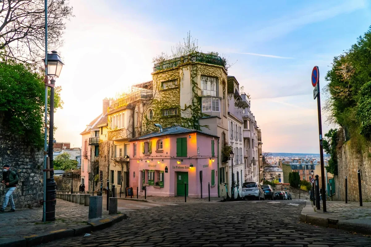 A sunny street in Montmartre, where Renoir and Van Gogh lived A sunny street in Montmartre, where Renoir and Van Gogh lived