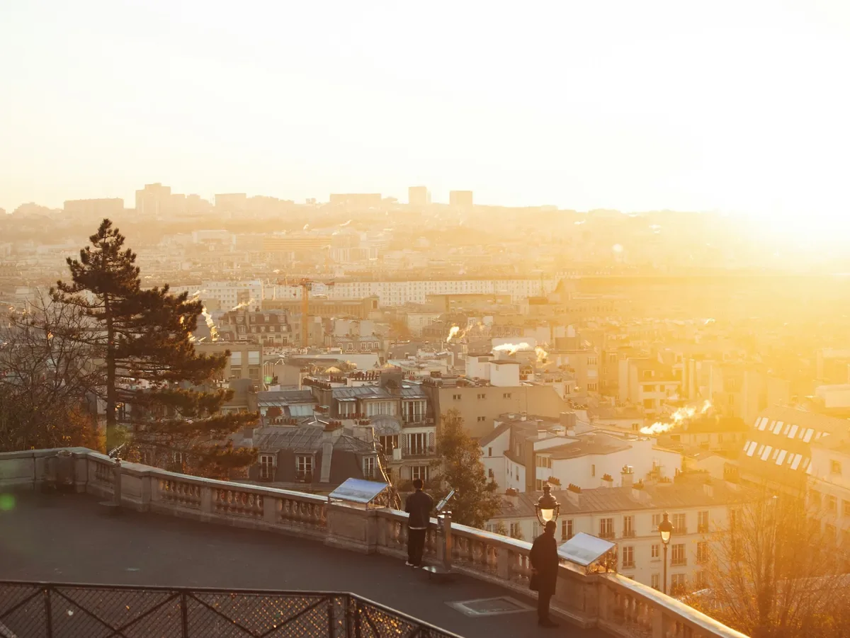 Rooftops of Paris seen from Montmartre at sunset