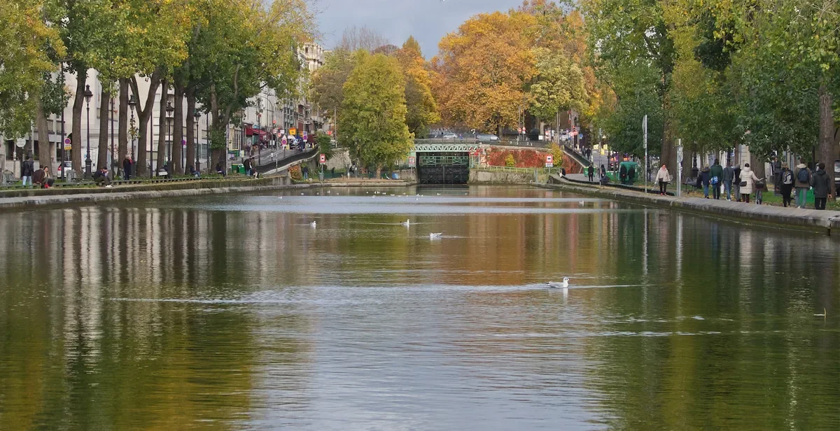 An iron footbridge over the Canal Saint-Martin